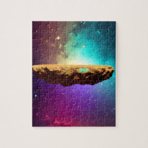 Cosmic Colorful Universe Floating Asteroid Plateau Jigsaw Puzzle