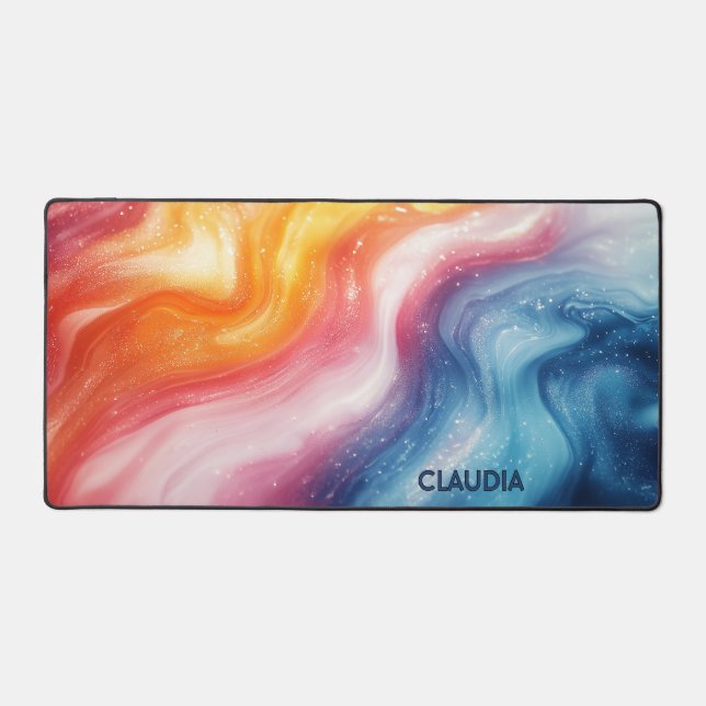 Cosmic Colors Abstract Desk Mat (Front)