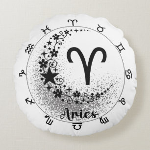 Cosmic Comfort Cushion: Embrace Your Inner Aries Round Pillow
