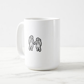 Cosmic Companions – Astronauts Holding Hands Coffee Mug