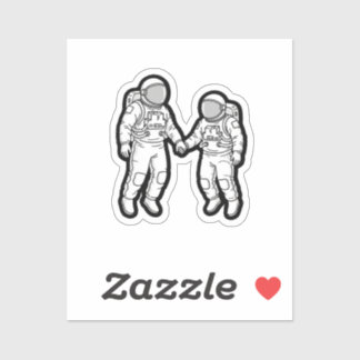 Cosmic Companions – Astronauts Holding Hands Sticker