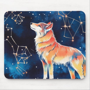 Cosmic Constellation Wolf Vibrant Galaxy Mouse Pad