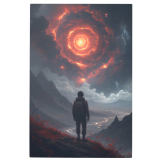 Cosmic Contemplation Fire Vortex Metal Print