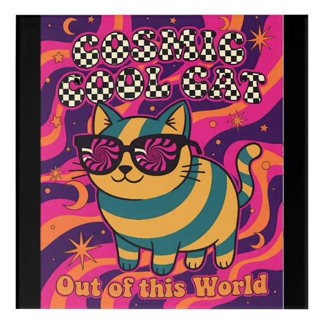 Cosmic Cool Cat - 80s 90s Retro Cartoon Acrylic Print (Front)