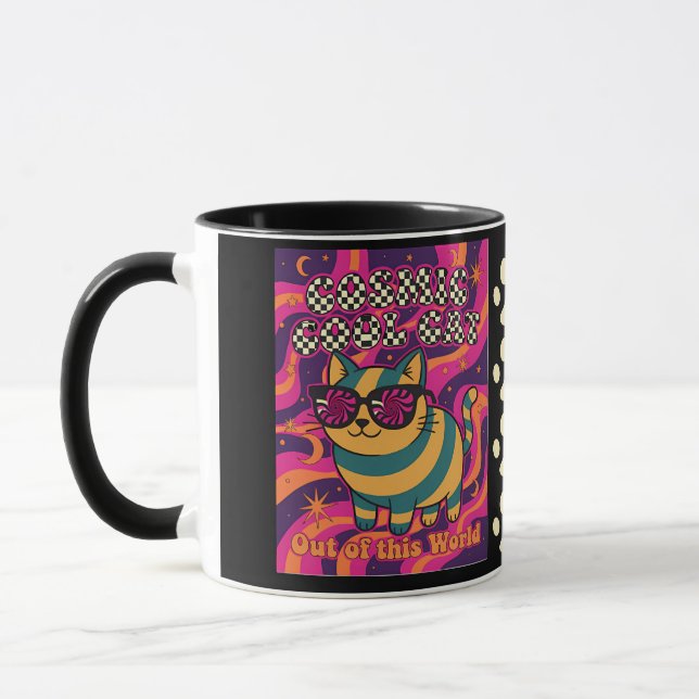 Cosmic Cooler Cat Retro - 80s/90s Cartoon Style Mug (Left)
