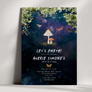 Cosmic Cottagecore Mushroom Forest Birthday Party Invitation