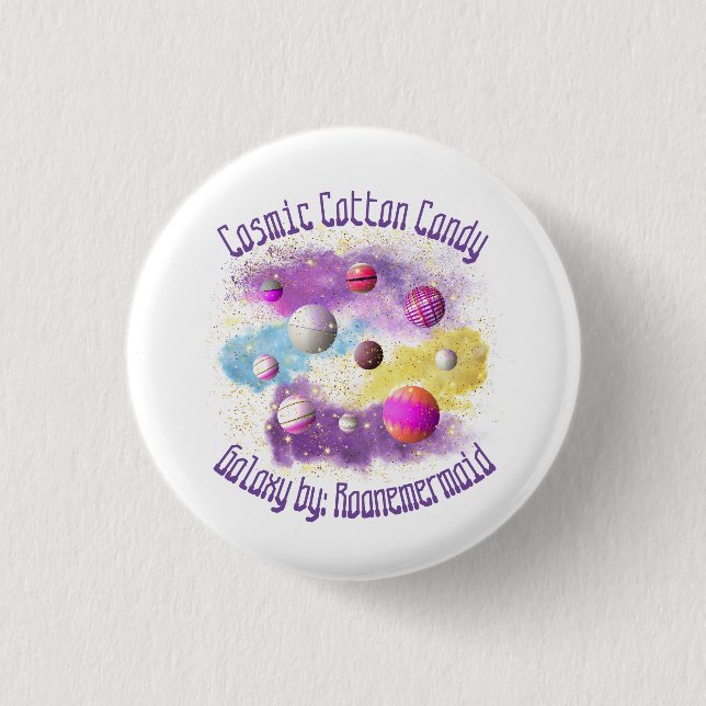 Cosmic Cotton Candy Galaxy Button (Front)