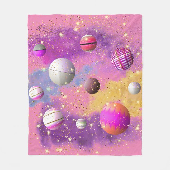 Cosmic Cotton Candy Galaxy Fleece Blanket (Front)