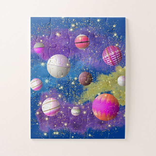 Cosmic Cotton Candy Galaxy Jigsaw Puzzle (Vertical)