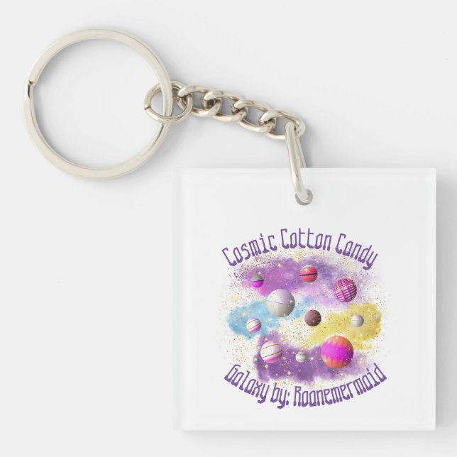 Cosmic Cotton Candy Galaxy Keychain (Front)