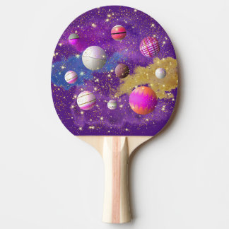 Cosmic Cotton Candy Galaxy Ping Pong Paddle