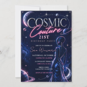 Cosmic Couture 21st Birthday Party Invitation
