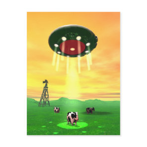 Cosmic Cow Abduction Postcard