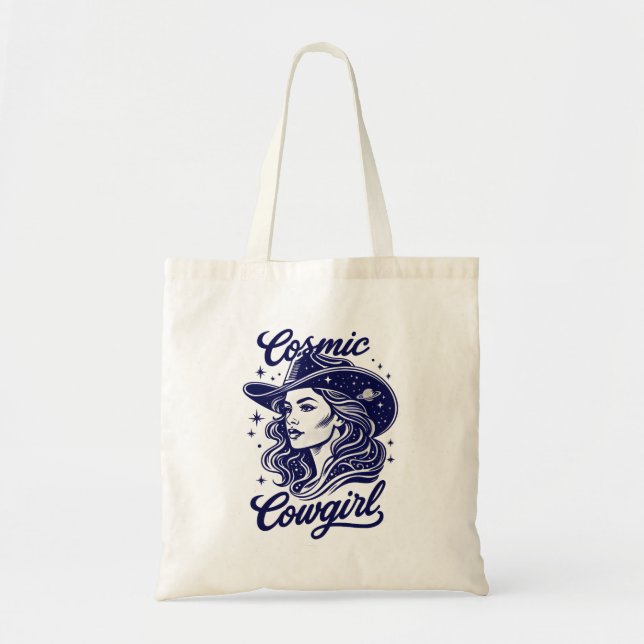 Cosmic Cowgirl Tote Bag | Western Space Aesthetic (Front)