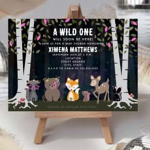 Cosmic Creatures Wild One Woodland Baby Shower Invitation