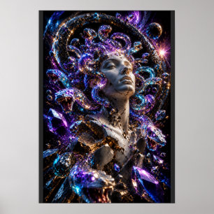 Cosmic Crystal Medusa 3D T-Shirt Poster