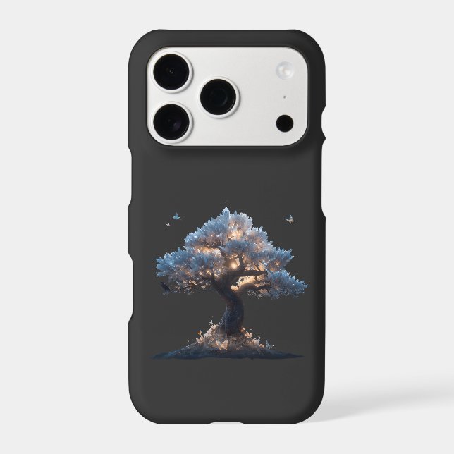 Cosmic Crystal Tree Art – Dreamy Nature Design iPhone Case (Back)