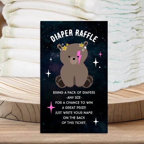 Cosmic Cub Baby Shower Diaper Raffle Ticket Enclosure Card