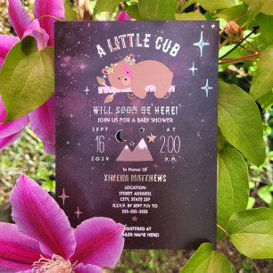 Cosmic Cub Foil Stars Baby Shower Foil Invitation