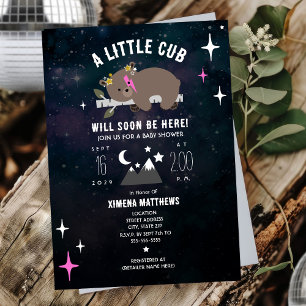 Cosmic Cub Pink Girl Baby Shower Invitation