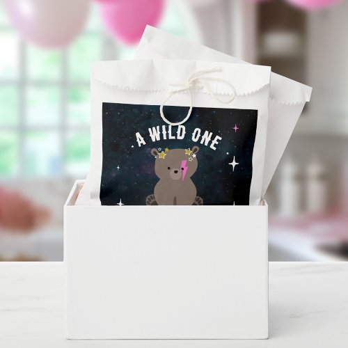 Cosmic Cub Sleepy Wild One Pink Girl Baby Shower Favor Bag