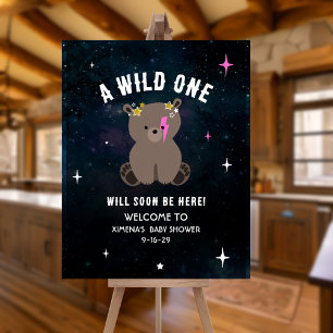 Cosmic Cub Sleepy Wild One Pink Girl Baby Shower Foam Board