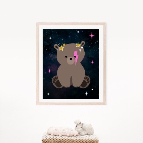Cosmic Cub Wild One Pink Girl Nursery Poster