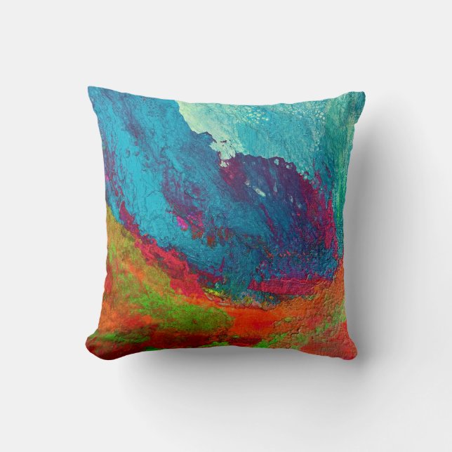 Cosmic Currents: A Clash of Fire and Water Throw Pillow (Front)