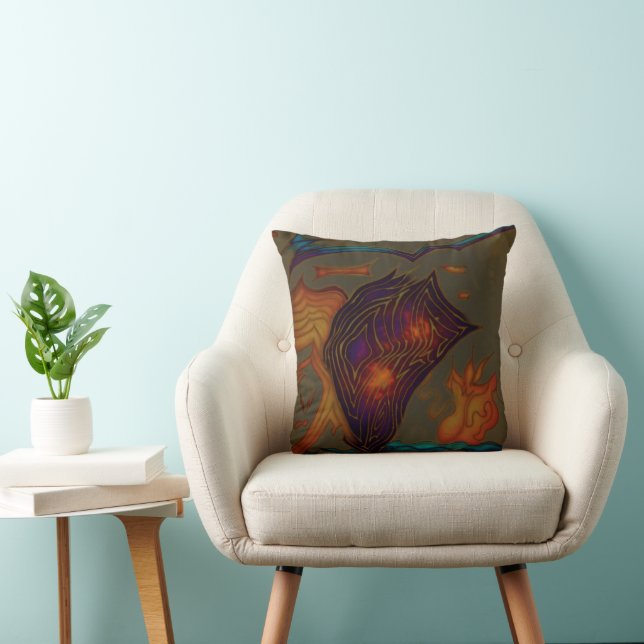 Cosmic Currents: Abstract Nebula Flow Throw Pillow (Chair)