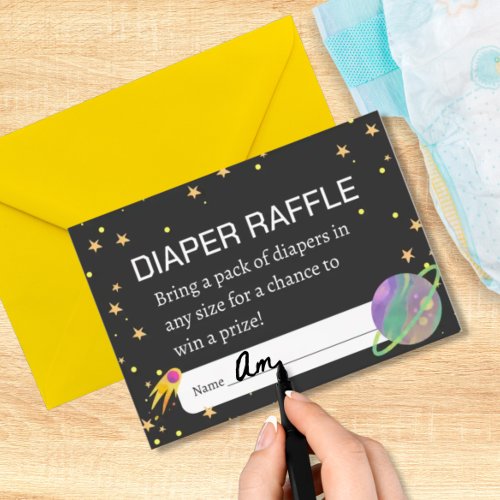 Cosmic Cutie Diaper Raffle Baby Shower Game  Enclosure Card