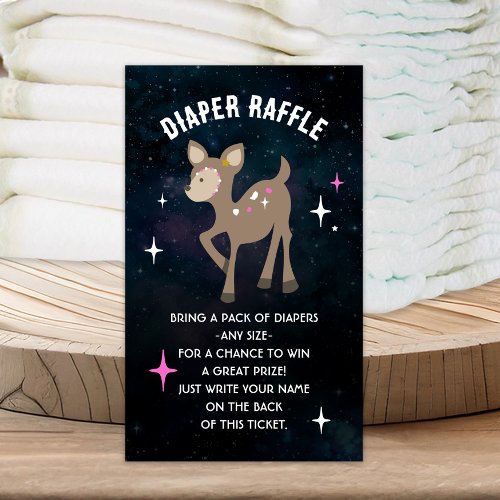 Cosmic Deer Baby Shower Diaper Raffle Ticket Enclosure Card