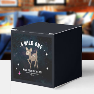 Cosmic Deer Wild One Pink Girl Baby Shower Favor Boxes
