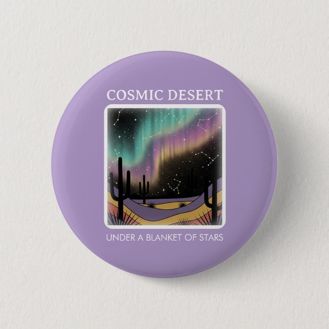 Cosmic Desert Aurora • Retro Western Night Sky Button (Front)