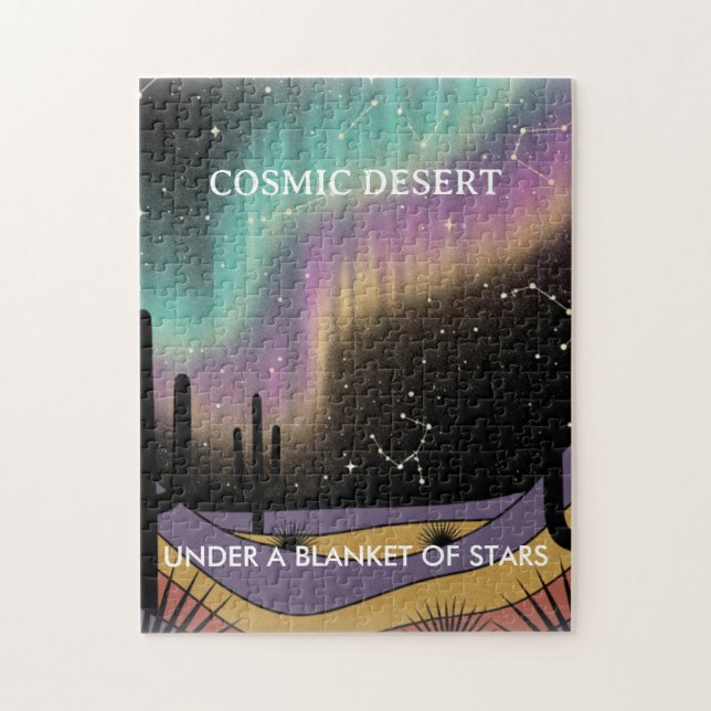 Cosmic Desert Aurora • Retro Western Night Sky Jigsaw Puzzle (Vertical)