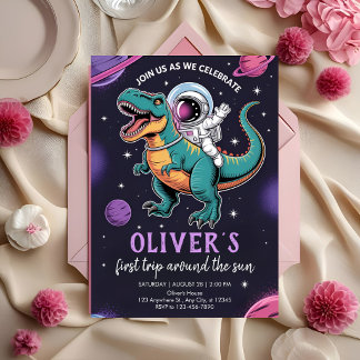 Cosmic Dino Adventure Party Invitation