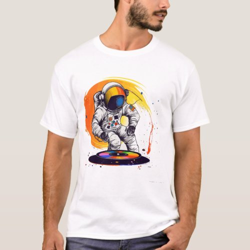 Cosmic DJ Astronaut Vinyl T_Shirt