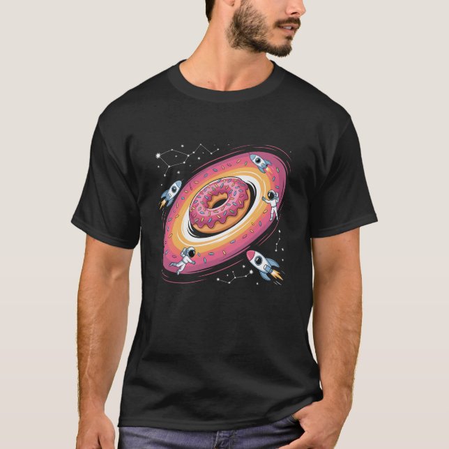 Cosmic Donut Space Black Hole Funny Rocket Sci-Fi T-Shirt (Front)