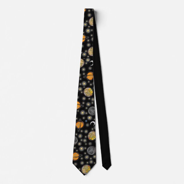 Cosmic doodle black neck tie (Front)