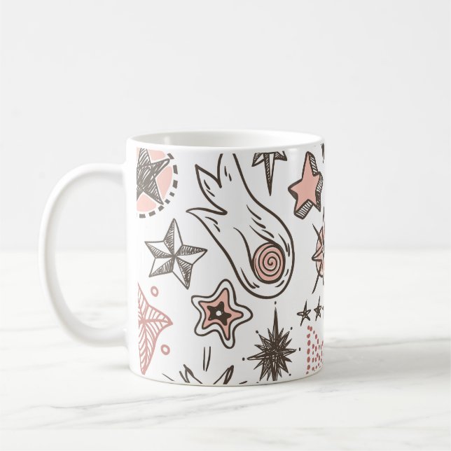 Cosmic Doodles: Stars and Comets Coffee Mug (Left)