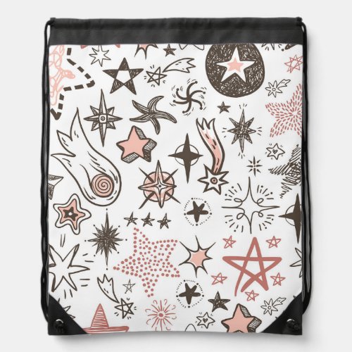 Cosmic Doodles Stars and Comets Drawstring Bag