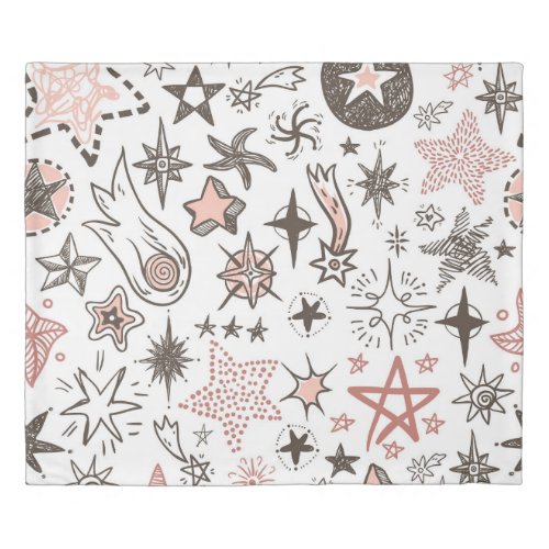 Cosmic Doodles Stars and Comets Duvet Cover