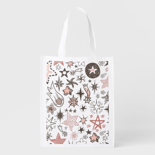 Cosmic Doodles Stars and Comets Grocery Bag