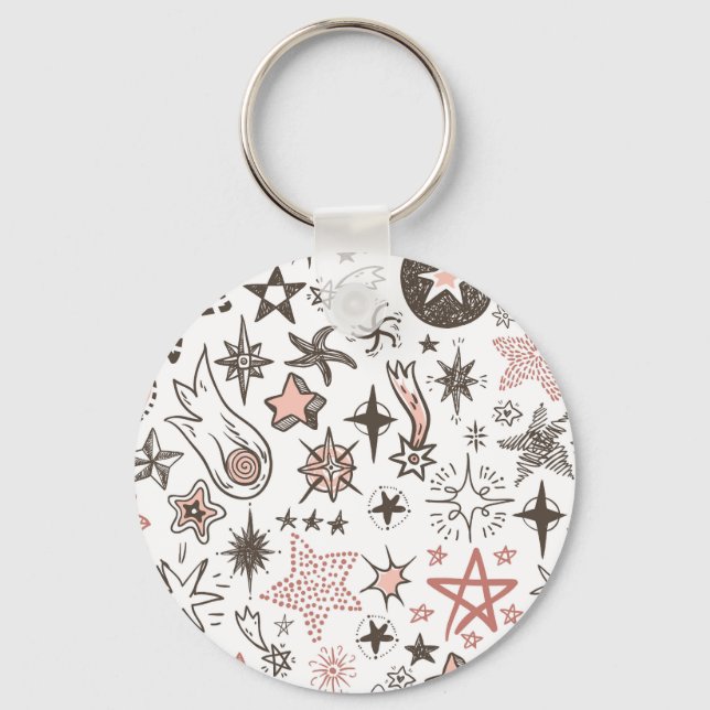 Cosmic Doodles: Stars and Comets Keychain (Front)