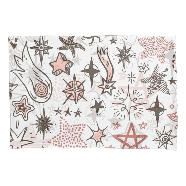 Cosmic Doodles: Stars and Comets Pillow Case (Front)