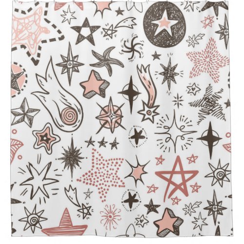 Cosmic Doodles Stars and Comets Shower Curtain
