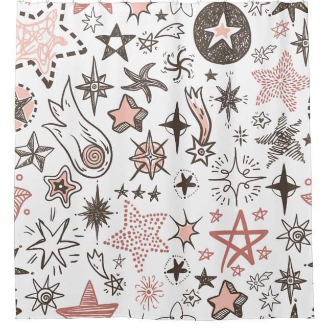 Cosmic Doodles: Stars and Comets Shower Curtain (Front)