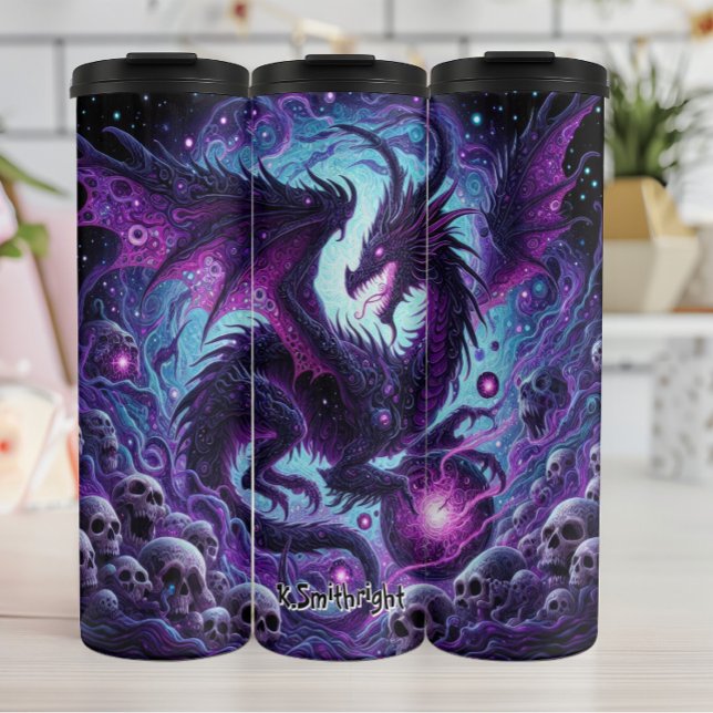 Cosmic Dragon Amidst Skulls Thermal Tumbler (Creator Uploaded)