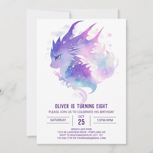 Cosmic Dragon Magic Birthday Invitation (Front)