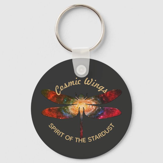 Cosmic Dragonfly • Galaxy Wings & Nebula Trails Keychain (Front)