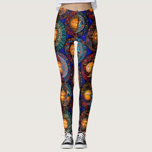 Cosmic Dream Leggings: Sun and Moon Leggings (Front)